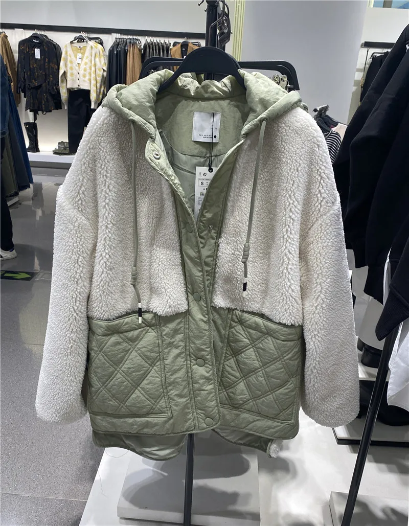 

The new fleece Joining together Lambs wool coat In the long Cotton-padded clothes Cotton-padded jacket