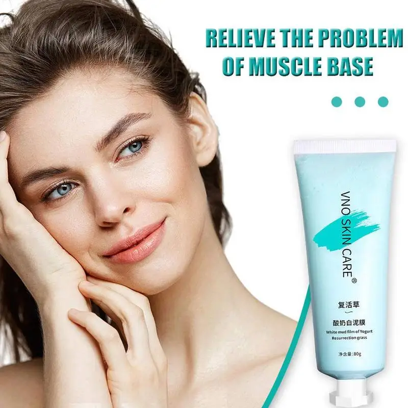 

1pcs 80g Resurrection Grass Yogurt White Mud Film Control Repair Face Skin Mask Oil Care Mask Brightening Washing E1U3