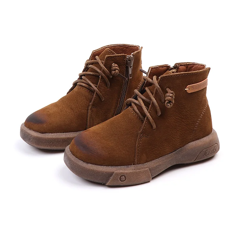 Детские осенние замшевые ботинки для маленьких девочек цвет черный коричневый