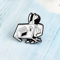 creative office tired girl brooch anxiety angry overturn table computer coffee enamel lapel pin jackets backpack badge gift