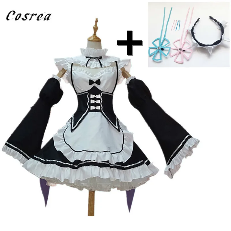 Костюмы для косплея по мотивам аниме Re Zero Kara Hajimeru Isekai Seikatsu Ram u RAM Remu REM фартук