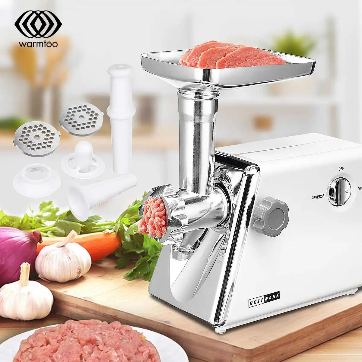 

220V 2800W Electric Meat Grinders Stainless Steel Duty Sausage Stuffer Food Processor Grinding Mincing Stirring Mixing Machine