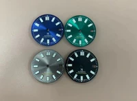 28 5mm green luminous single date watch dial for nh35 movement with s logo