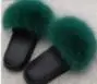 Dark green Женские тапочки с лисьим мехом; тапочки с натуральным лисьим мехом; удобная домашняя обувь на плоской подошве; пляжные сандали для досуга Пушистый Плюшевый каблук; Лидер продаж - Цвет: Dark green