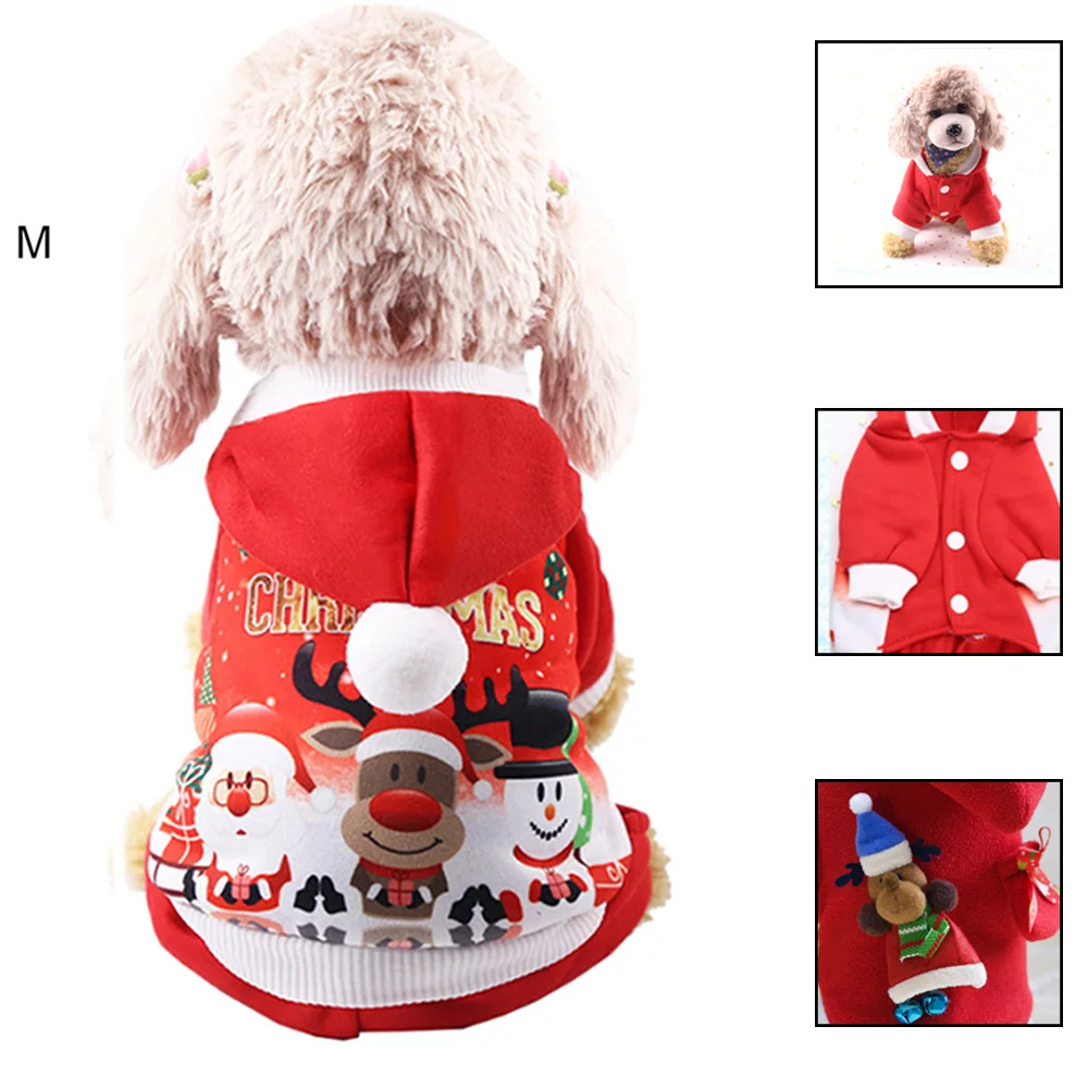 Christmas Dog Clothes Winter Autumn Red Coat Clothing Santa Pattern Costume Pet Cute Puppy Outfit For | Дом и сад