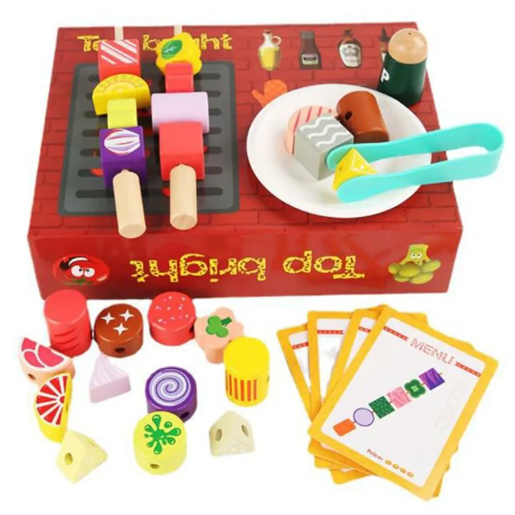 

Имитация барбекю, деревянные игрушки, кухонный набор, детская развивающая игрушка, ролевая игра, гриль, приготовление пищи, подходящая игра,...