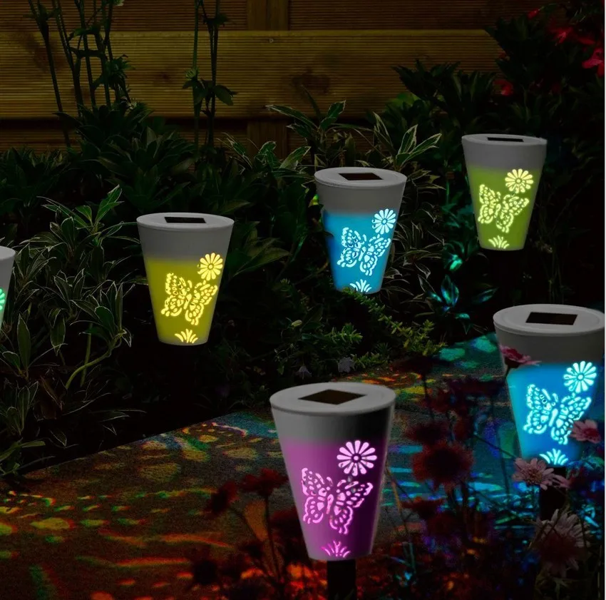 

Solar Light Hollow Butterfly Lawn Lamp Garden Courtyard Lawn Path Colored Light / White Light Mapping Butterfly Lamp