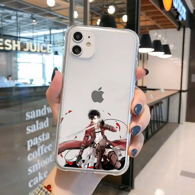 

attack on titan Phone Case Transparent for iPhone 11 12 mini pro XS MAX 8 7 6 6S Plus X 5S SE 2020 XR