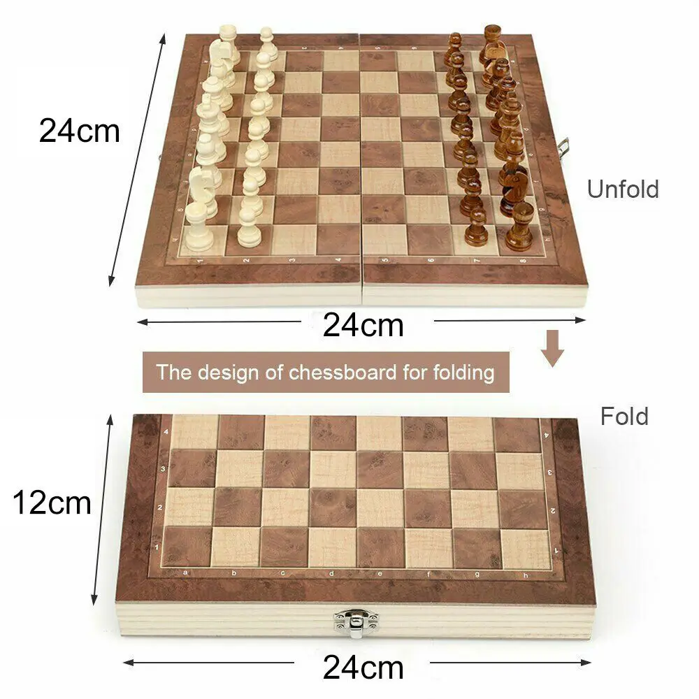 

Wooden Chess Set Foldable Checkerboard Parent-child Interactive Game Home Outdoor Leisure and entertainment Supply