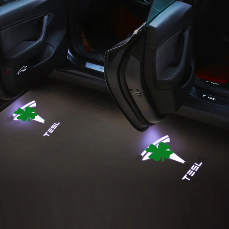 Modification 2PCS Led Car Logo Shade Welcome Light Decorative Signal Lamp For Tesla Model 3 | Автомобили и мотоциклы