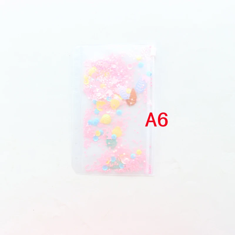 A6 pink Domikee, креативные милые кавайные украшения для школьниц, с блестками, 6 отверстий, внутренний карман для переплета, планировщик, дневник, записная книжка A5A6 - Цвет: A6 pink