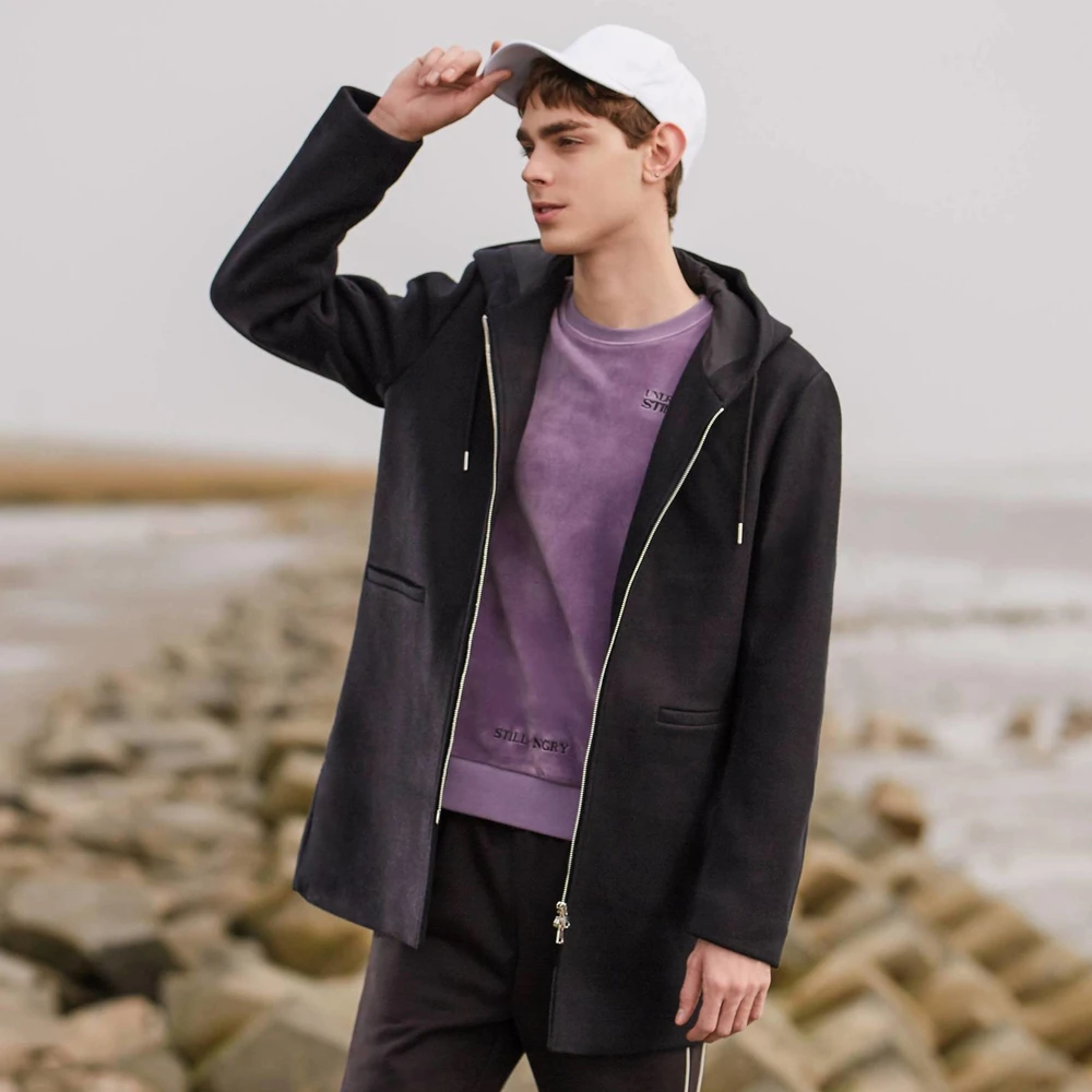 METERSBONWE толстовки новые зимние мужские шерстяные пальто простое средней длины