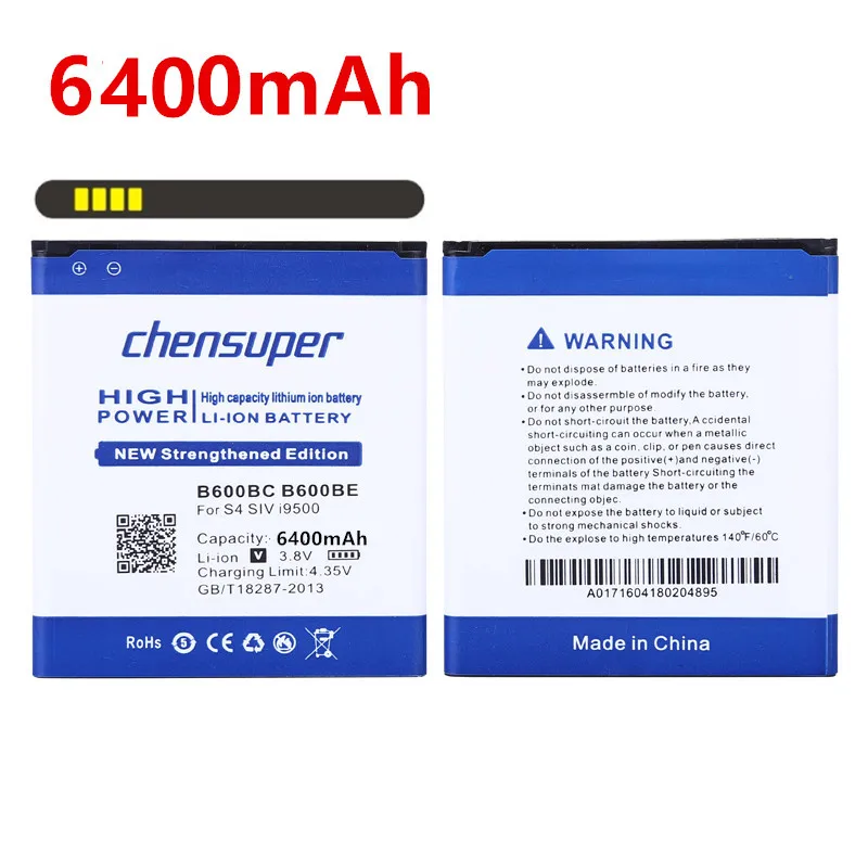 Chensuper новый аккумулятор B600BC 6400 мАч для Samsung Galaxy S4 i9500 Active I9295 i9505 i9502 i9508 i959 R970 g7106 i9158