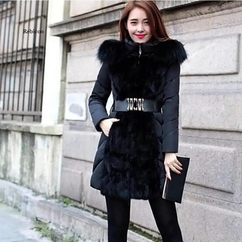 

Women's Coat Luxury Fashion Overcoat Winter Cotton Coats Comfortable Warm Leather Collar Coat Fur Collar Hooded Overcoat
