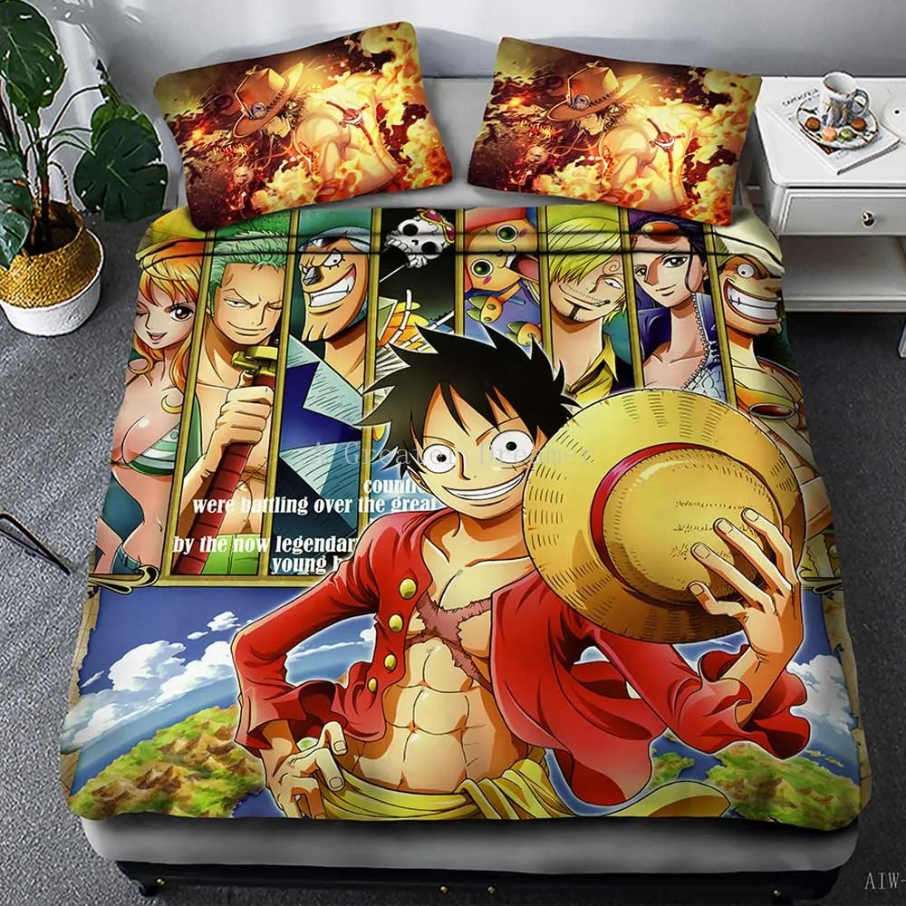 

3d Anime One Piece Monkey D. Luffy Bedding Set Soft Duvet Cover Comforter Cover Set Bedclothes for Children Kids Gift Bed Linens