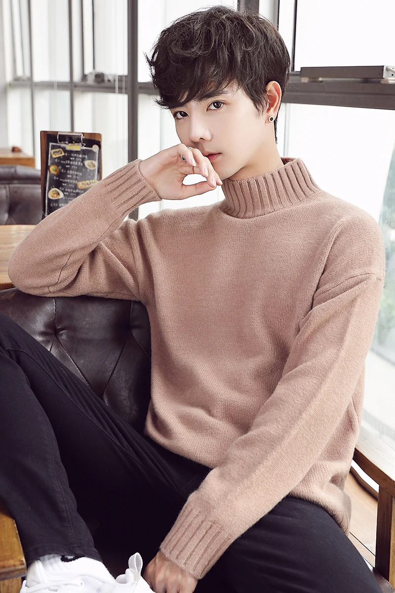 Мужской пуловер зимние теплые водолазки мужские свитера модный вязаный мужской