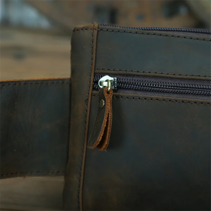 Fashion Quality Genuine Leather Waist Bag Men Waist Pack Crossbody Bag Fanny Pack Belt Bag Men Zipper Chest Bag For Phone Pouch