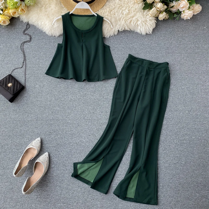 Модные рубашки с короткими рукавами и укороченным топом + свободные брюки из