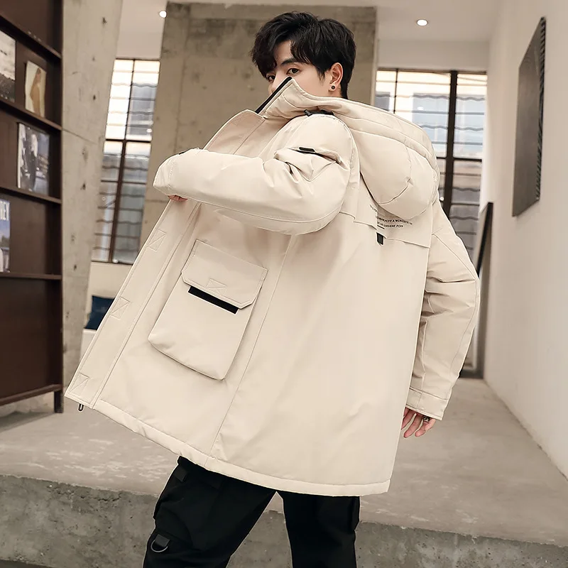 2019 зимняя повседневная куртка с капюшоном мужская пуховая большого размера мода