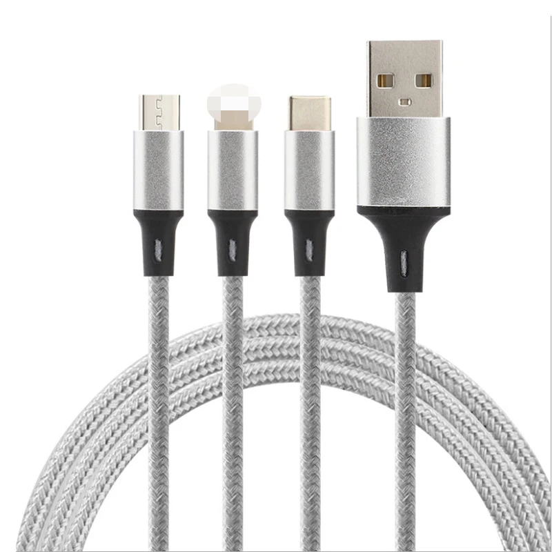 3 в 1 USB кабель для iphone6 или выше и type-C Micro Для HUAWEI samsung oppo vivo быстро затвердевающий |