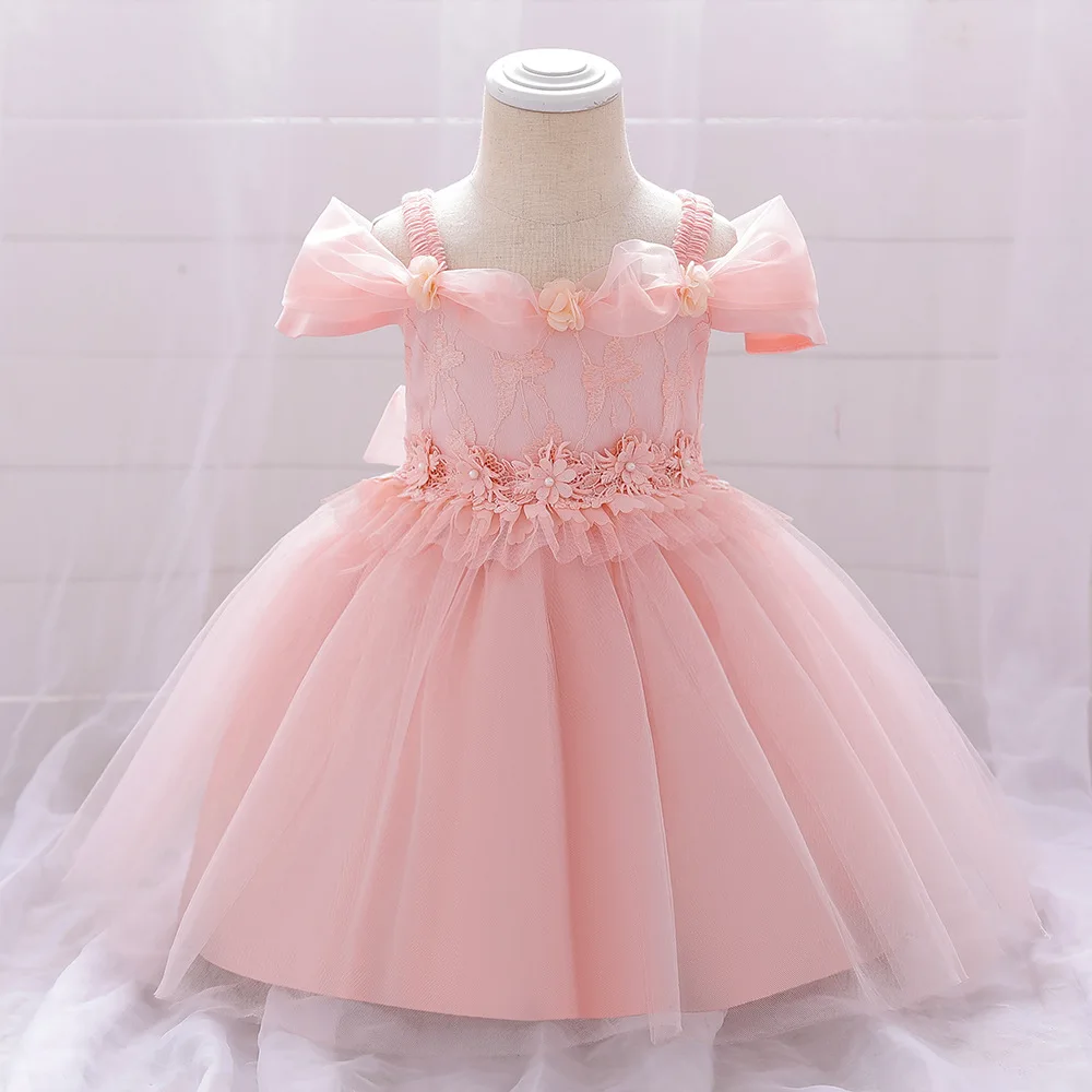 

2021 Baby Clothes One Shoulder Newborn Baby Girls Dress Infantil Baptism Princess Dress For Girls 1 year Birthday Dress vestidos