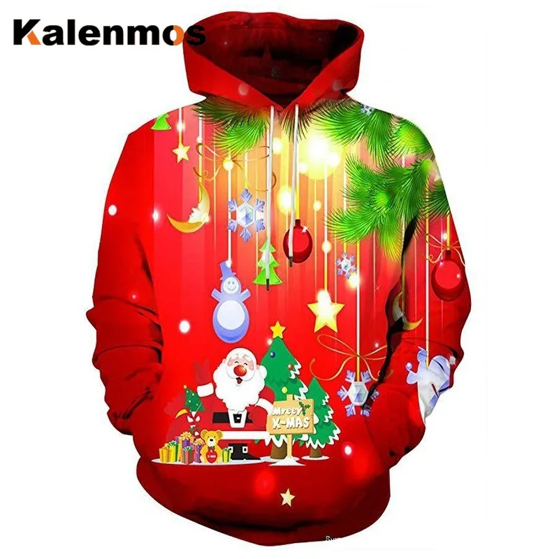 Унисекс Рождественские толстовки для женщин и мужчин с рисунком Санта Клауса