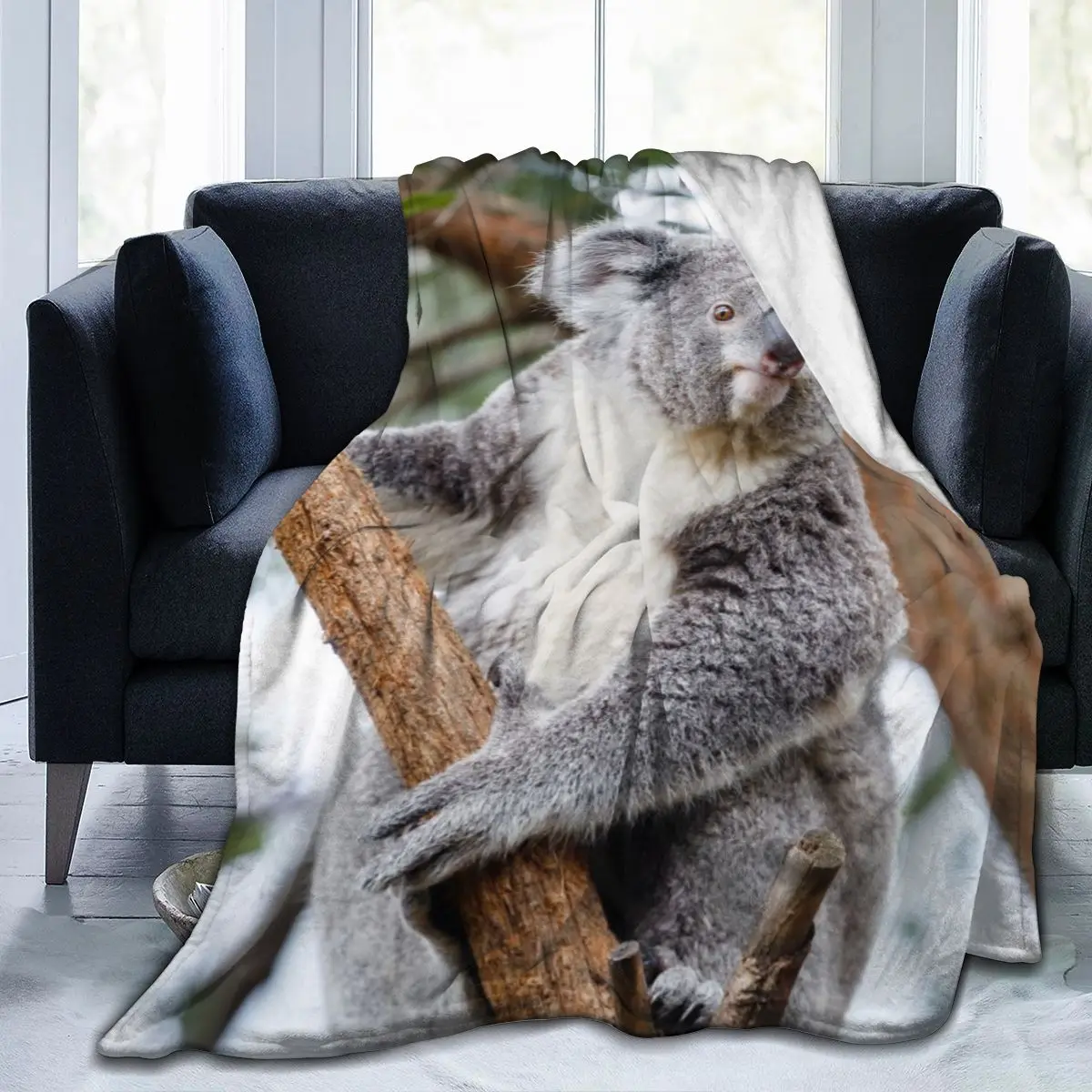 

Fashion animal Koala 3D printing printed blanket bedspread blanket retro bedding square picnic wool soft blanket Quick Dry