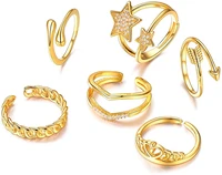 u7 6pcs knuckle ring set for women adjustable boho style stackable rings set statement jewelry