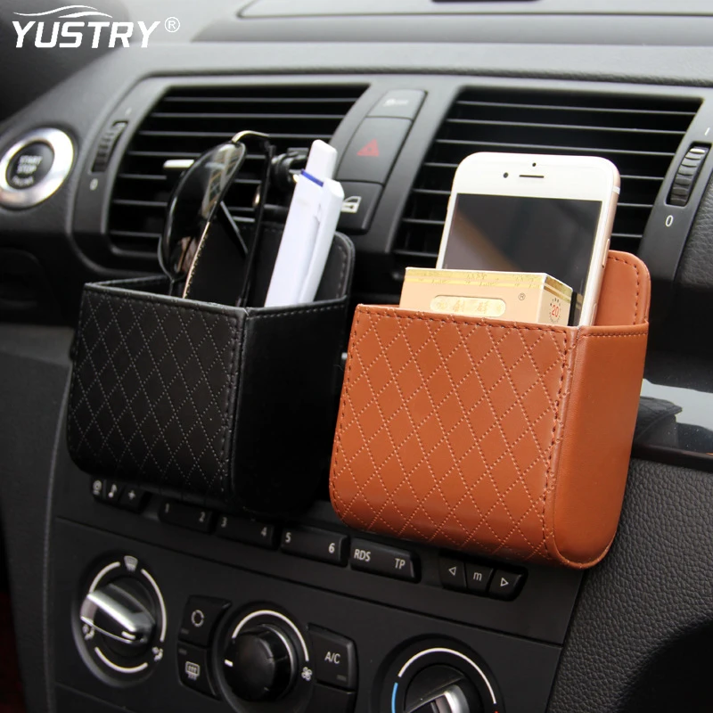 

Автомобильная сумка для хранения, аккуратная подвесная сумка на вентиляционное отверстие, кожаный Органайзер, коробка для хранения очков, ...