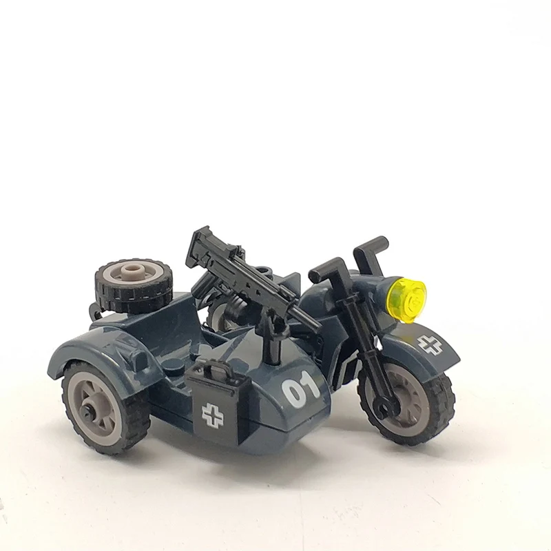 Военная пушка WW2 немецкий мотоцикл строительные блоки солдаты детали фигурки