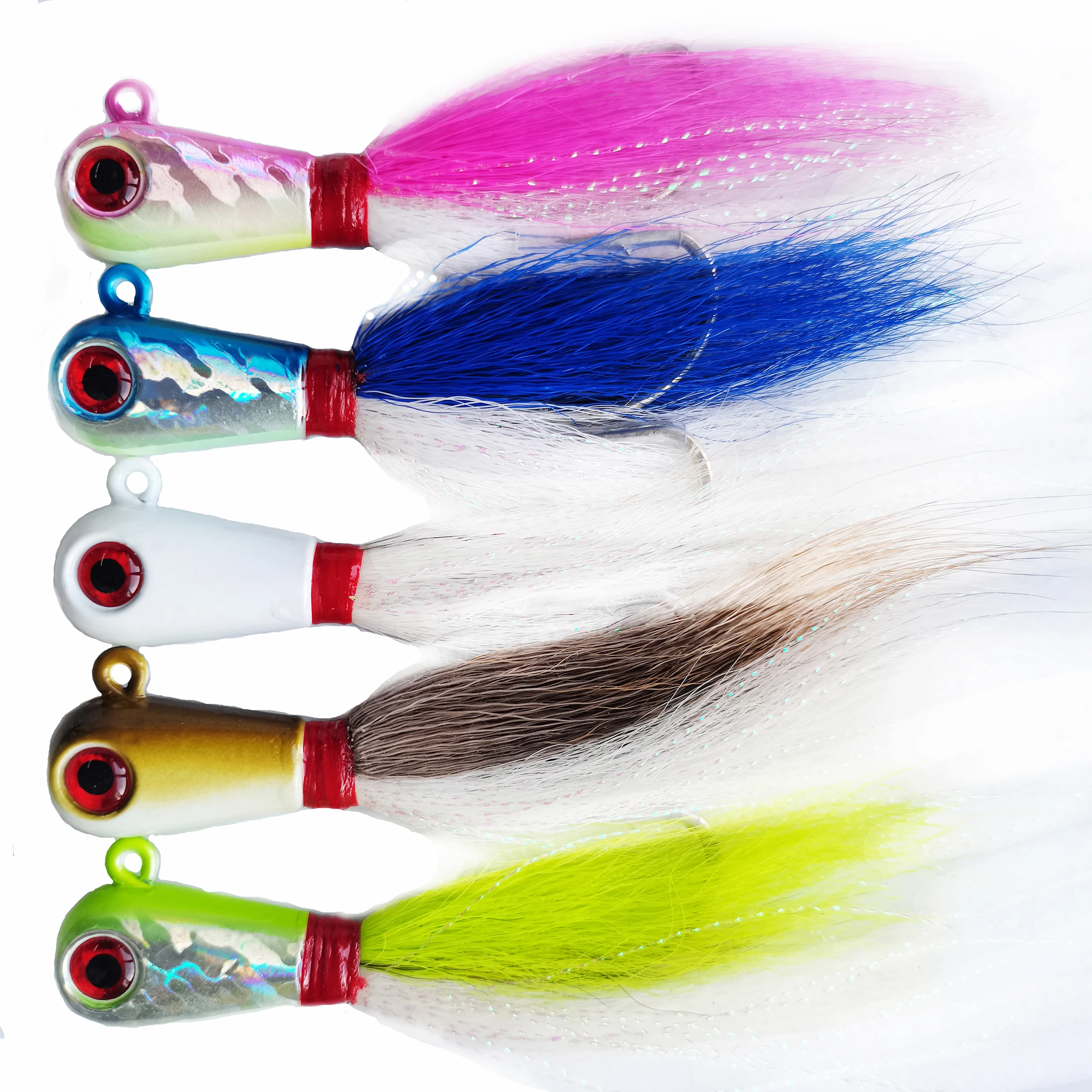 1OZ 3D глаза Bucktail джиг 5 видов цветов Big game морская Мормышка приманка со свинцовым