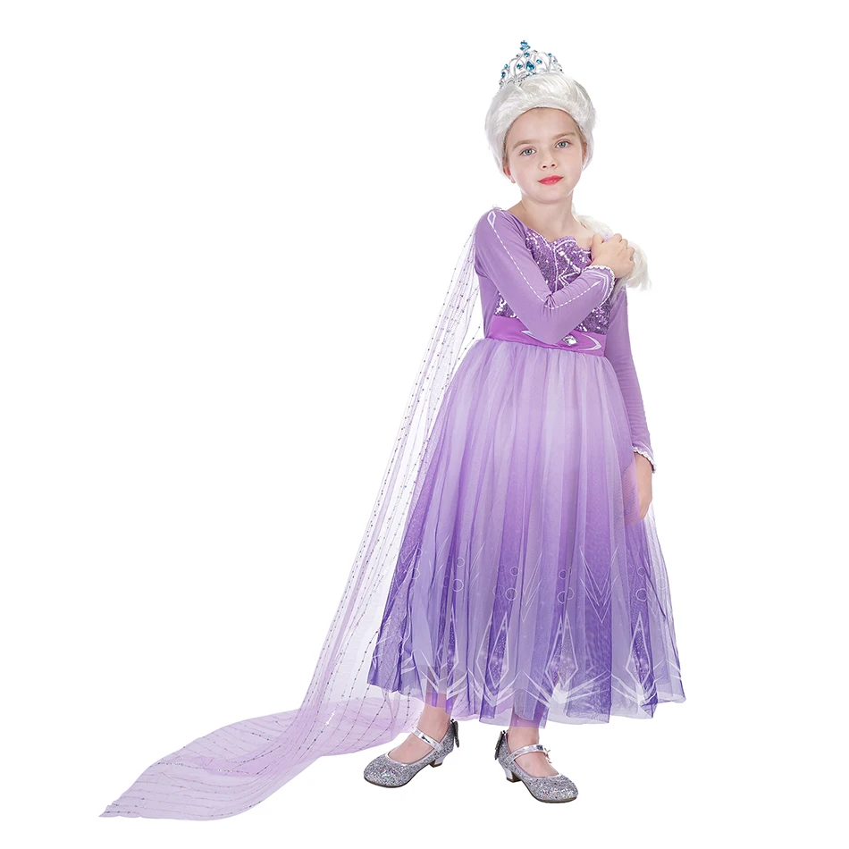Новое платье Снежной Королевы для девочек Эльзы с блестками необычный костюм