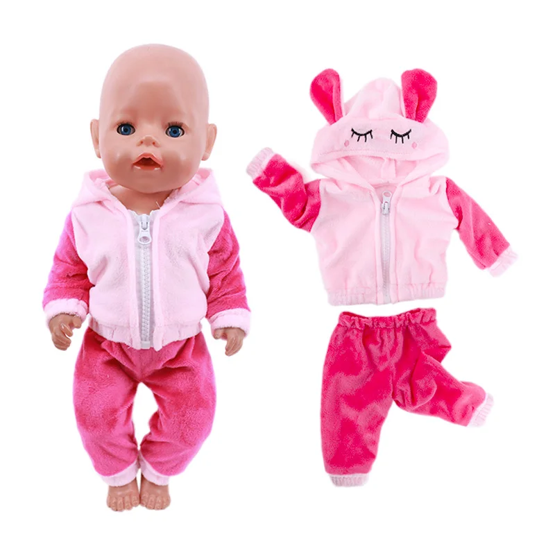 2PCS Doll Clothes Plush Tops Pants+T-shirt Shorts Cute Panda Duck Pattern For 43cm New Baby Born 18Inch Girl Dolls Zapf Toy - купить по