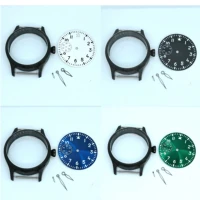 new 42mm sapphire glass watch case add green luminous dial and hands fit st3600 3601 eta 6497 manual winding movement