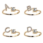 Открытое кольцо с буквами из A-Z золота серебристый цвет регулируемый пробы, с инициалами, именем, алфавит, стразы женские кольца на палец, Ювелирное Украшение для вечеринки, подарок