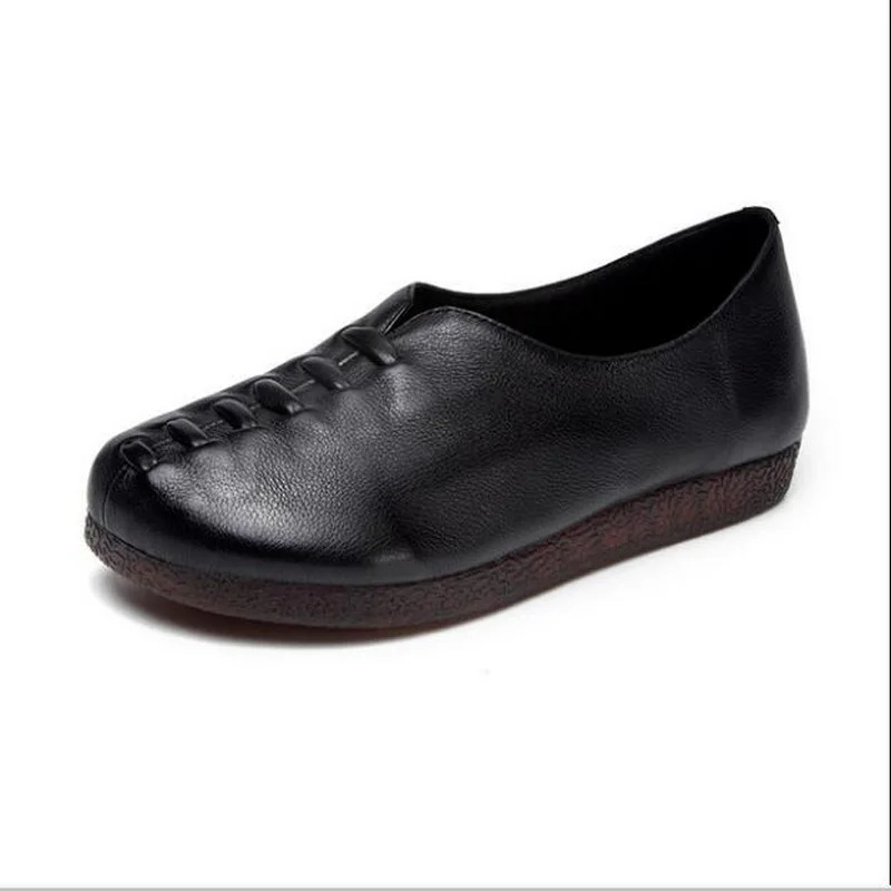 Shoes Woman Genuine Leather Ladies Flat Shoes Round Toe Slip On Ballerina Shoes Autumn New Handmade Shoes Women Flats