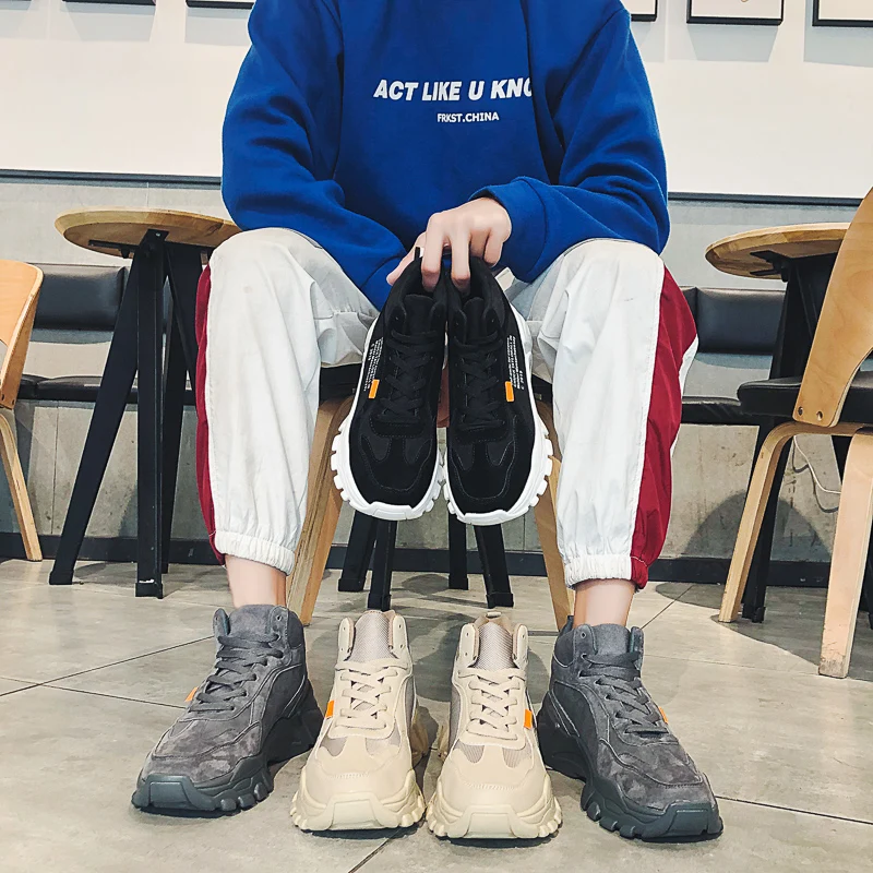 Новинка мужские кроссовки с высоким берцем прогулочная обувь на плоской подошве