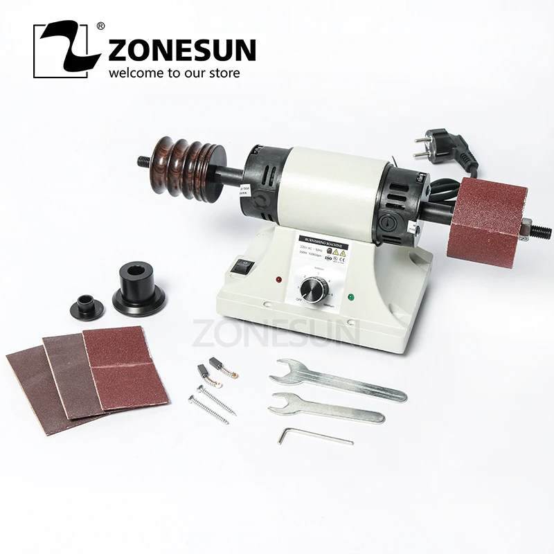 ZONESUN-m&aacute;quina de pulido de cuero curtido vegetal, Mini pulidora de bordes de cuero de escritorio, herramienta pulidora lateral de 220V-0