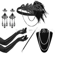 1920s the great gatsby accessories set medallion pearl headband black gloves cigarette holder flapper party costume accessories