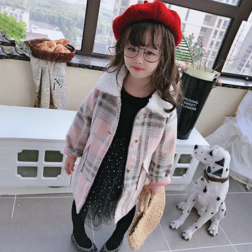 Новая детская одежда зимние клетчатые пальто для маленьких девочек куртки