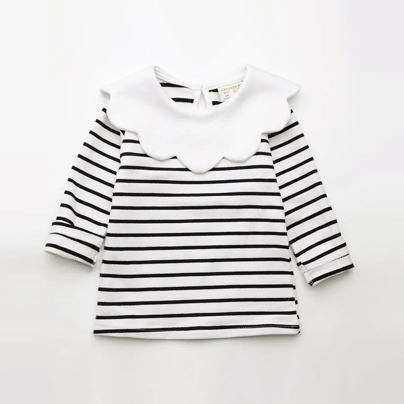Топы И Футболки для маленьких девочек футболка в полоску с длинными рукавами и
