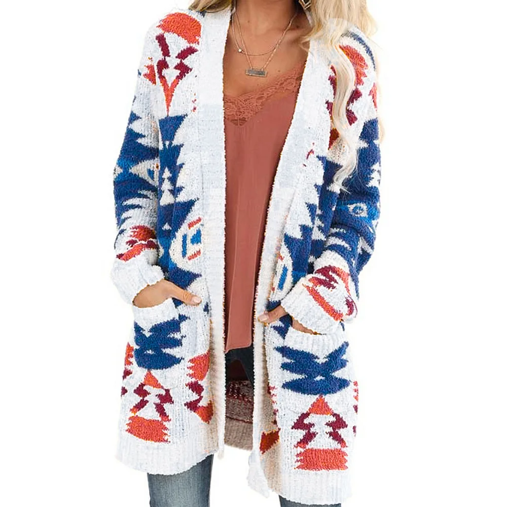 

2020 Fall Winter New Woman Coat Long Sweater Cardigan Long Sleeve Jacket Vintage Clothing