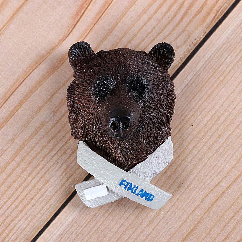 Bear head Африканская дикая природа крокодил верблюжий бык креативный имитация магнитов на холодильник Кения Сирия Британия путешествия за границу в память - Цвет: Bear head