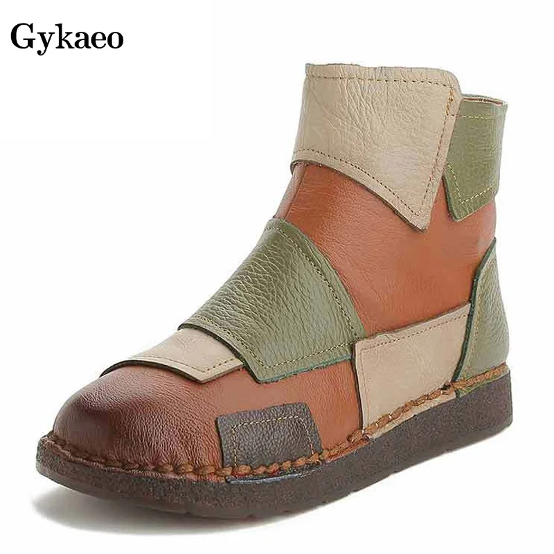 Gykaeo/женские ботинки на мягкой подошве в стиле ретро женская повседневная обувь
