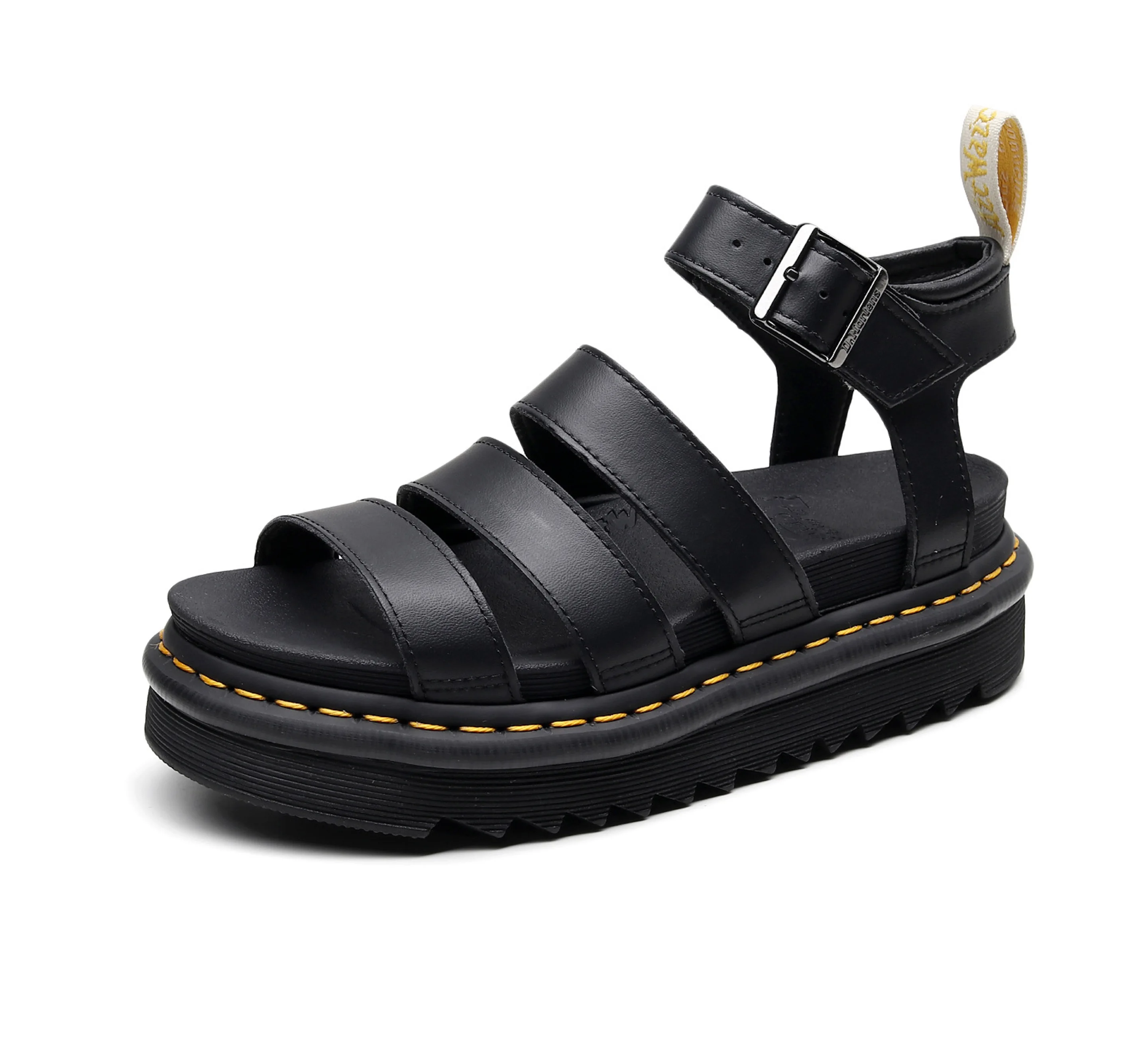 Jual Sepatu Sandal Musim Panas 2021 Sandal Platform Datar Wanita Sepatu Wanita Wedges Gladiator Ujung Terbuka Kasual Kulit Hitam Lembut Wanita
