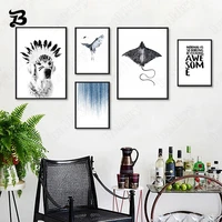 canvas painting black and white ink modern animals wall art quotes bat posters and prints home decoration wall pictures decor