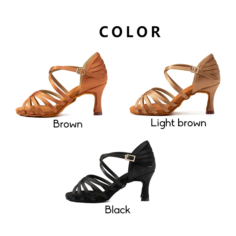 SWDZM Women Latin Dance Shoes Girls Ballroom Dance Shoes Soft Bottom High heel Ladies practice Latin Salsa Shoes heeled 8.5CM