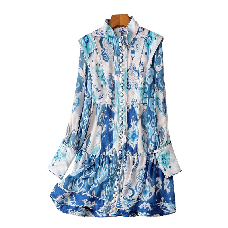 

New niche design dress new women s dress in spring and summer 2020 Lantern Sleeve high waist thin holiday dress