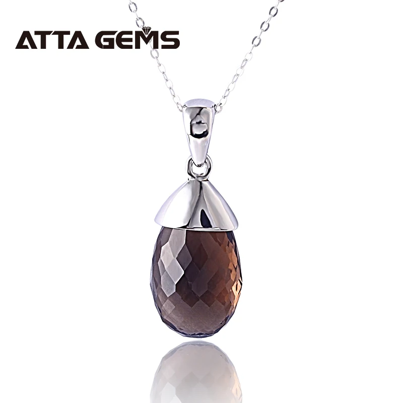 Женский кулон с натуральным дымчатым квартом вечерние ювелирные украшения из