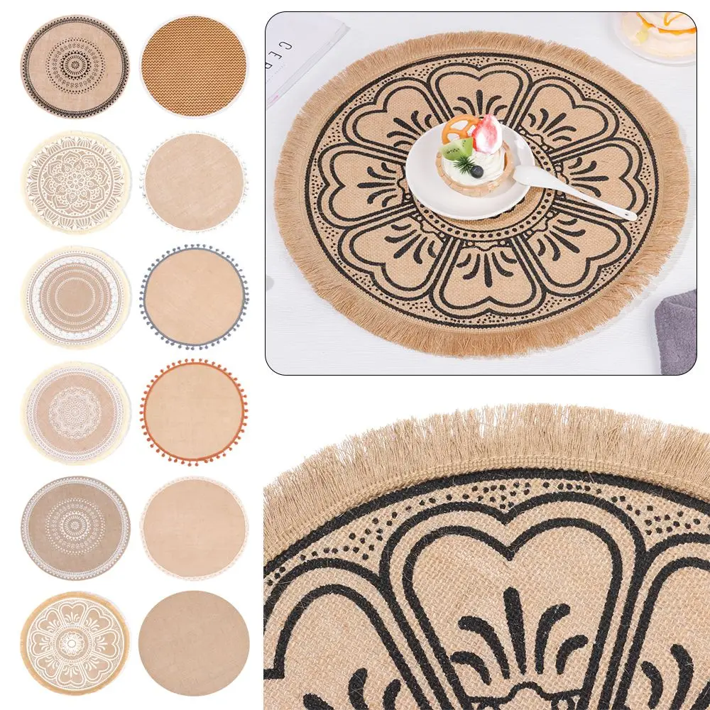 

Non-slip Round Insulation Coaster Embroidery Lace Macrame Cup Pad Table Placemat Cotton Braid Coaster Cup Mats